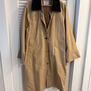 Old Navy Beige Trench Coat with Black Collar